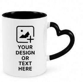 Black Heart Shape Photo Mug